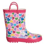 Cape Girl's Puddle Hearts Print Gumboot Multicoloured