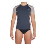 O'Neill Girls' Lane Short Sleeve Rash Vest GMA Gunmetal & Alexa Tile - Image 4