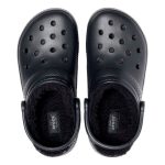 Crocs Adults' Unisex Classic Fuzzy Lined Clogs Black & Black - Image 3
