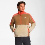 The North Face Men's Polartec Quarter Zip Fleece Brown / Retro Orange