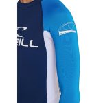 O'Neill Youth Boys Basic Skins Long Sleeve Rash Vest Navy/Royal Blue/White - Image 5