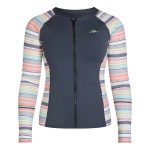 O'Neill Girls' Lane Full Zip Long Sleeve Rash Vest GMA2 Gunmetal & Alexa Tile