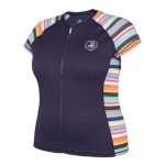 Body Glove Women's Stripe Full Zip Cap Sleeve Rash Vest Navy & Print - Image 4