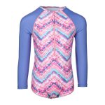 Body Glove Kids Long Sleeve Zig Zag Printed Swimsuit Blue