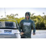 Nomad Design Khaki Camo Splice Hooded Tech Fishing Shirt Green - Image 10