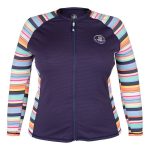 Body Glove Women's Stripe Full Zip Long Sleeve Rash Vest Plus Size Navy & Print