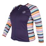 Body Glove Women's Stripe Full Zip Long Sleeve Rash Vest Plus Size Navy & Print - Image 3