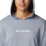 Columbia Women's French Terry Cropped Hoodie Light Grey & White - Image 5
