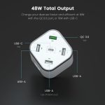 Ontekka 48W 5 Port USB-A & USB-C Charging Power Cube White - Image 3
