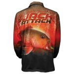 Bigfish Jack Attack Sublimated Polo Shirt Red & Black - Image 2