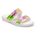 Crocs Unisex Classic Spray Dye Sandal White & Multicoloured M9 / W11