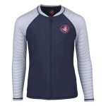 Body Glove Youth Girls Long Sleeve Zip Striped Rash Vest Navy Stripe