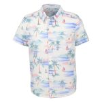Cape Youth Boys Palm Tree Short Sleeve Shirt White