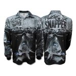 Bigfish Black Snapper Sublimated Polo Shirt Grey