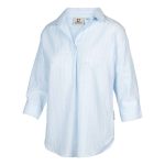 Gondwana Women's Bouddi Hemp 3/4 Shirt Bluebell Stripe - Image 3