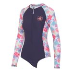 Body Glove Women's Floral Wave Long Sleeve Rash Suit Navy & Print - Image 3