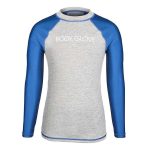 Body Glove Youth Contrast Sleeve Rash Vest Grey Marle & Navy