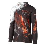 Bigfish Skele Snapper Sublimated Polo Shirt Black & Red - Image 4