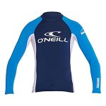O'Neill Youth Boys Basic Skins Long Sleeve Rash Vest Navy/Royal Blue/White - Image 3