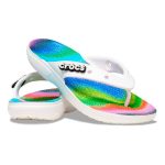 Crocs Unisex Classic Spray Dye Flip Thong White & Multicoloured - Image 4