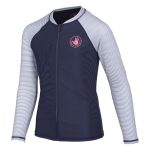 Body Glove Youth Girls Long Sleeve Zip Striped Rash Vest Navy Stripe - Image 3