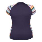 Body Glove Women's Stripe Full Zip Cap Sleeve Rash Vest Navy & Print - Image 5