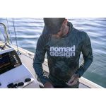 Nomad Design Khaki Camo Splice Hooded Tech Fishing Shirt Green - Image 5
