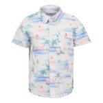 Cape Kids Boys Palm Tree Short Sleeve Shirt White Palm Tree