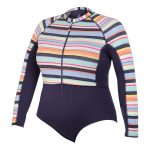 Body Glove Women's Stripe Long Sleeve Rash Suit Navy & Print - Image 5