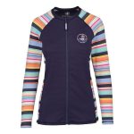 Body Glove Women's Stripe Full Zip Long Sleeve Rash Vest Navy & Print