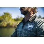 Nomad Design Collared Khaki Camo Logo Fishing Shirt Green - Image 4