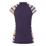 Body Glove Women's Stripe Full Zip Cap Sleeve Rash Vest Navy & Print - Image 2