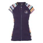 Body Glove Women's Stripe Full Zip Cap Sleeve Rash Vest Navy & Print