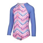 Body Glove Kids Long Sleeve Zig Zag Printed Swimsuit Blue - Image 3